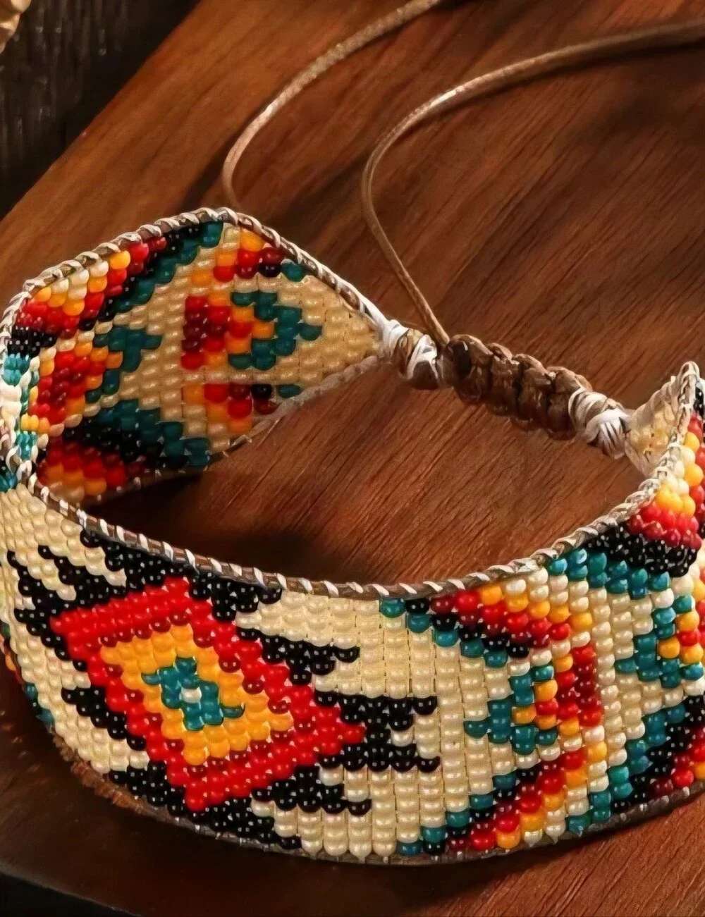 NEW SUNDANCE "GODS RAINBOW" Leather & Glass Beads BRACELET - Picture 3 of 3